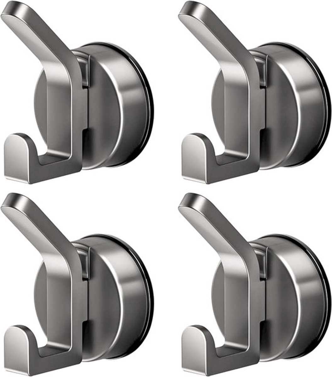 Douchehaak -grijs- Chroom- Douchehaak RVS -4 stuks - Handdoekhaak - Douchehaak - Universel