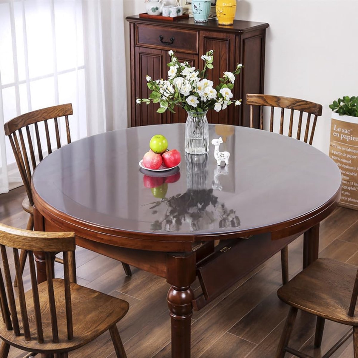 Tafelbeschermer Rond - Tafelkleed PVC - Eettafel Beschermen - Waterdicht Geurvrij - 85 cm - Transparant