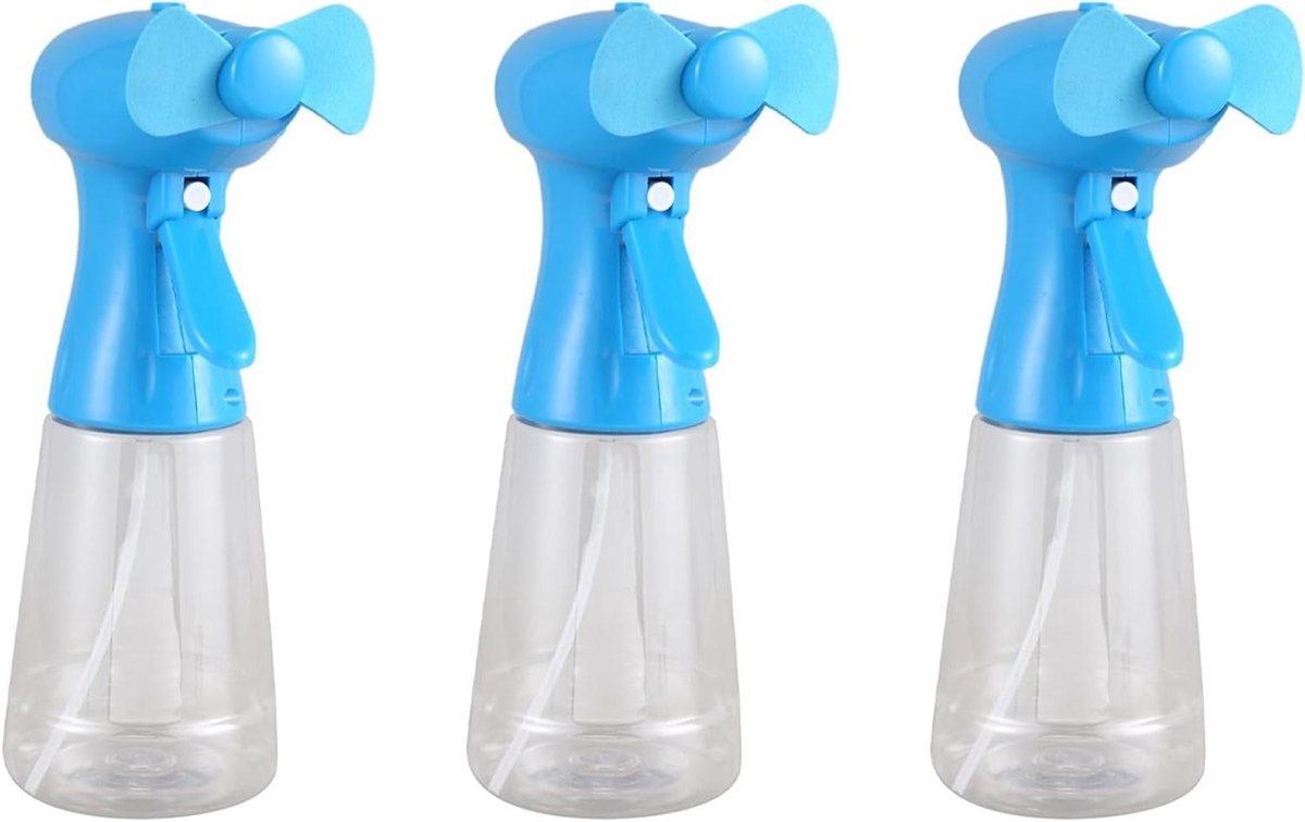 Ventilator met sproeier - Koeler met water - Blijf koel - Met ijsblokjes - 300 ml capaciteit - Blauw