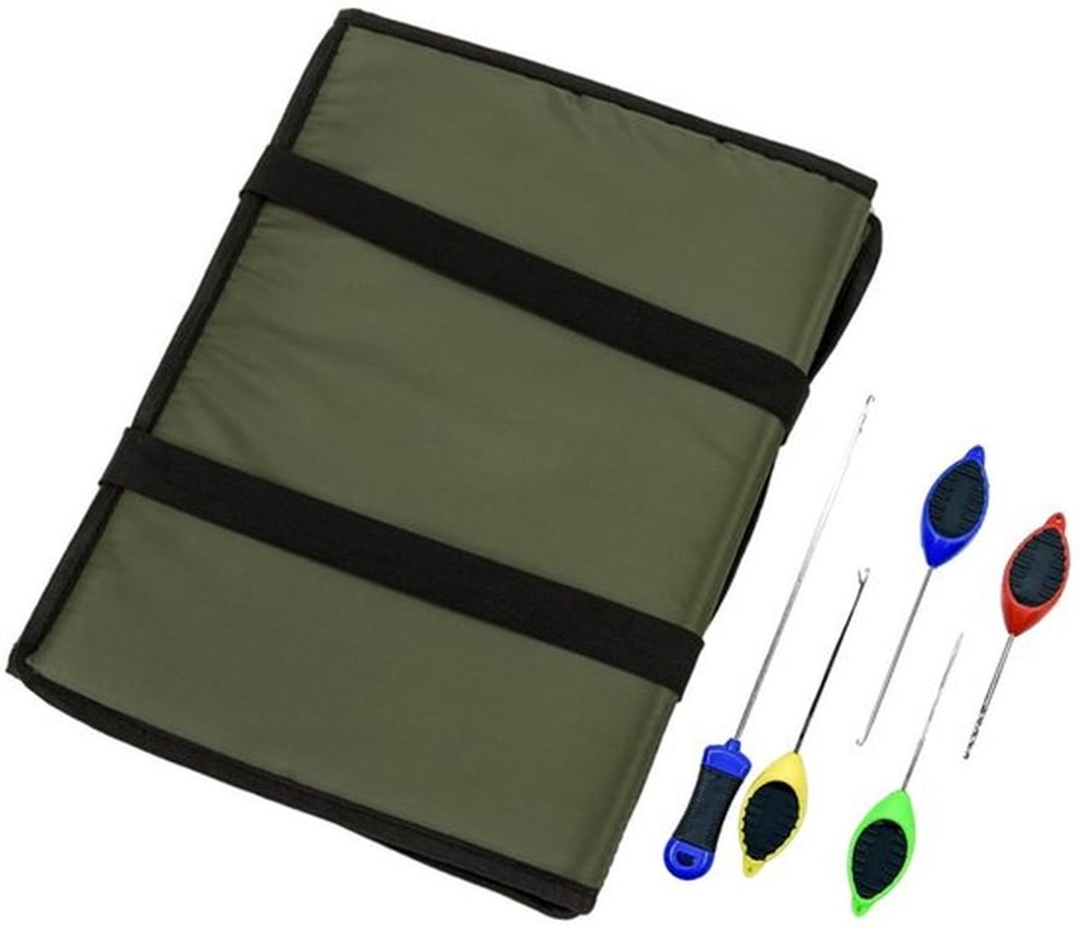 Opvouwbare vismat met elastische draagriem voor vissers van alle niveaus met aas naald visgereedschap, karper landingsmat, 80 × 35 × 1 cm