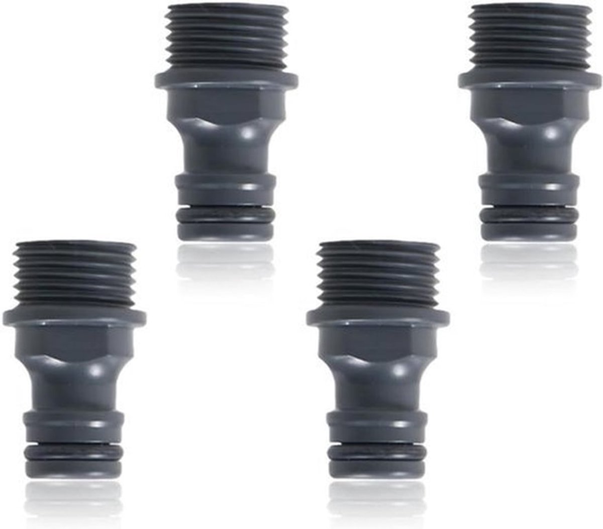 Tuinslangverbinders tepelaansluiting 1/2 inch slangaansluiting G1/2 buitendraad snelkoppeling voor nippel tuinslangadapter (20 mm) - Set van 4 stuks