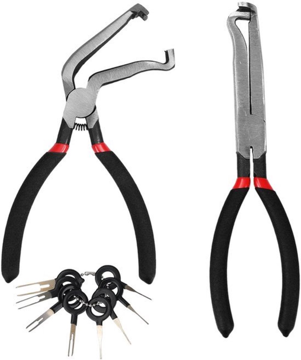 Disconnect Pliers - 60° Curved & Recht - Terminal Removal Tools (Rood, Zwart)