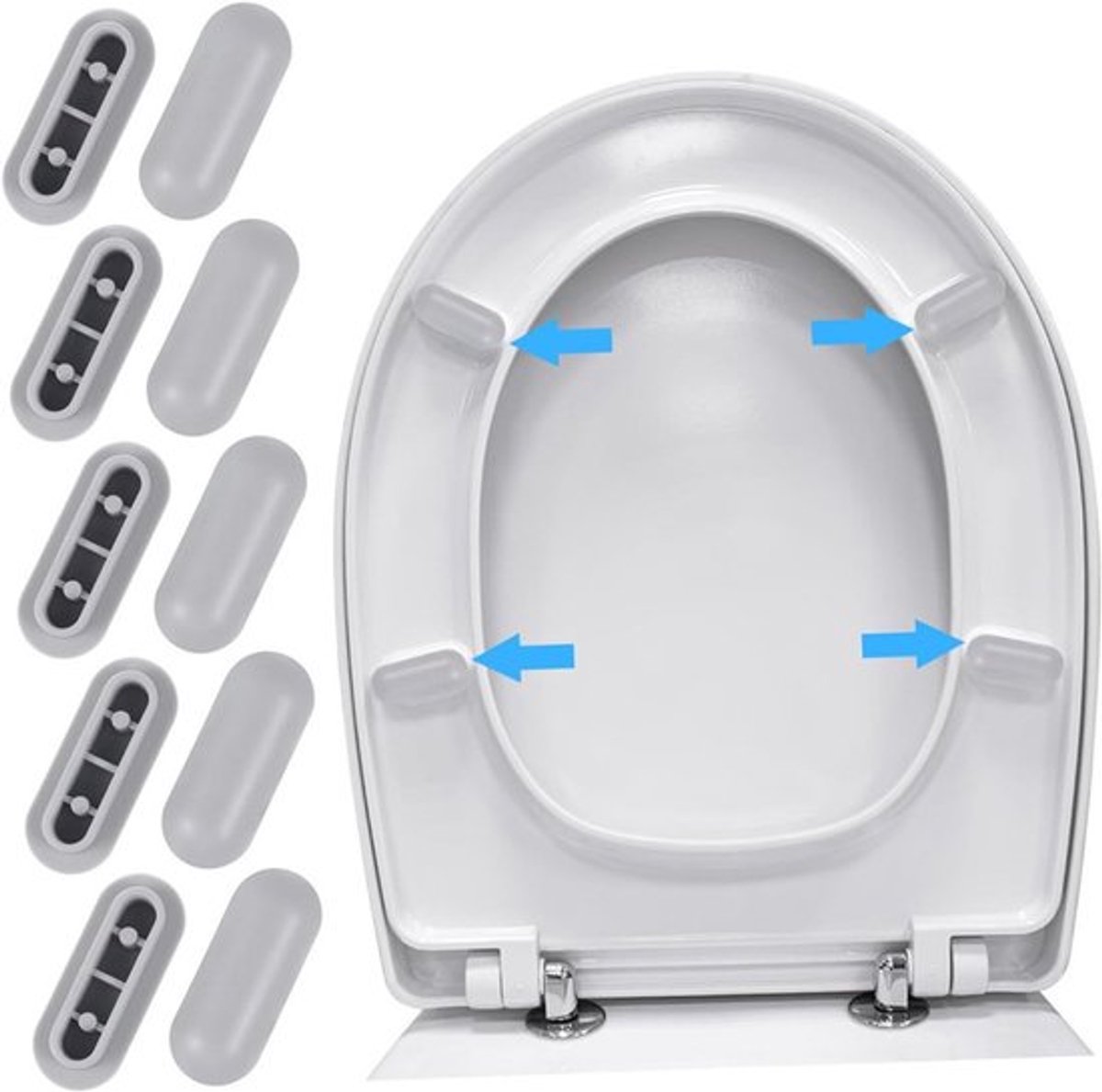 WC-bufferset - Toiletbril bumpers - Universele zitplaats bumperkit vervanging - Toilet bumper vervanging - Toiletbril bumperpad-kit - Toiletaccessoires - Geluidsdempend kussenpadhoes - Anti-schok rubberpads - Toilet antislip pads - 10 stuks - G