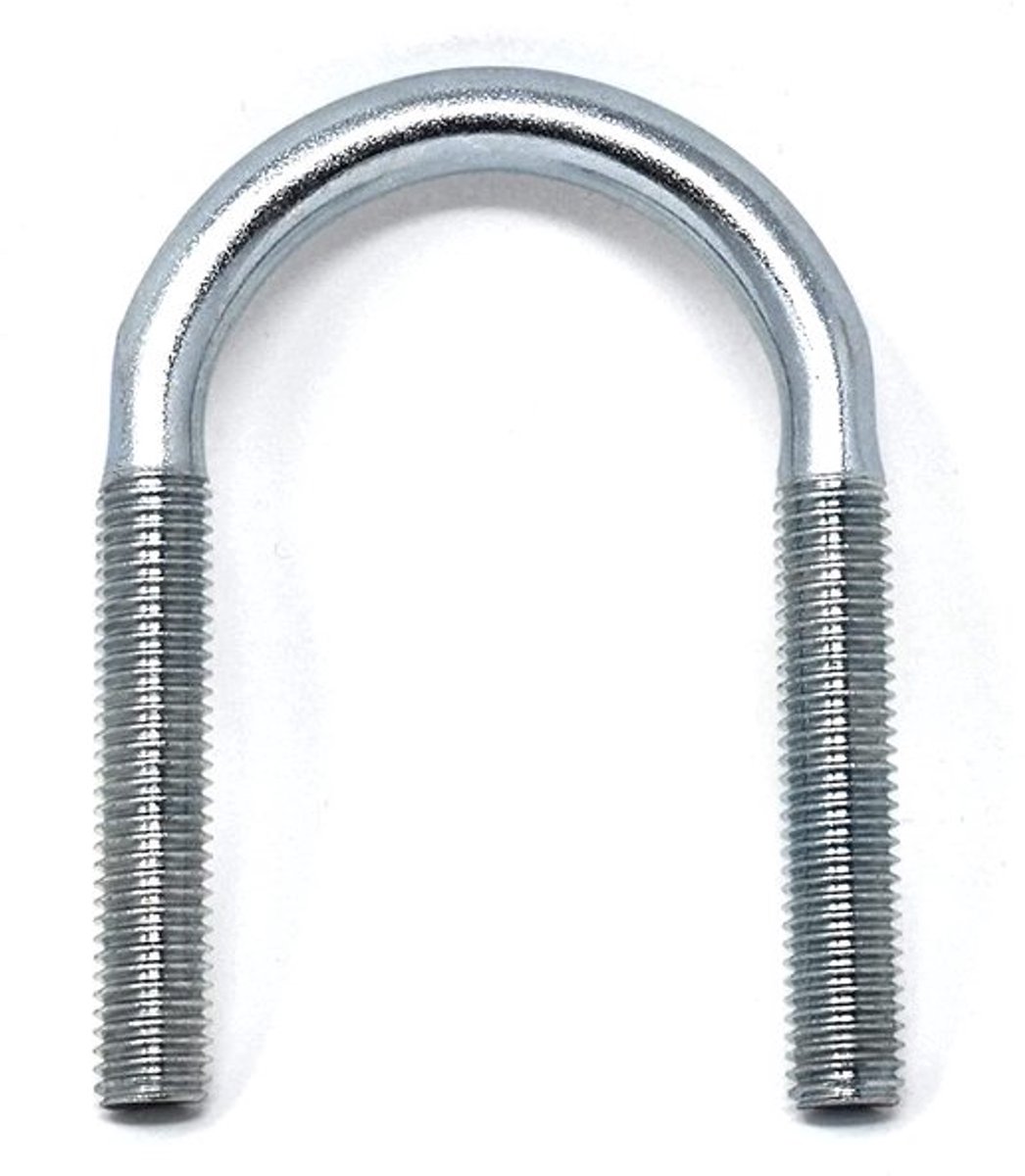 4 x schroef DIN 3570 ronde stalen beugel, M10 x Ø 30-33.7 mm, geschroefde beugel, gegalvaniseerd, U-bouten