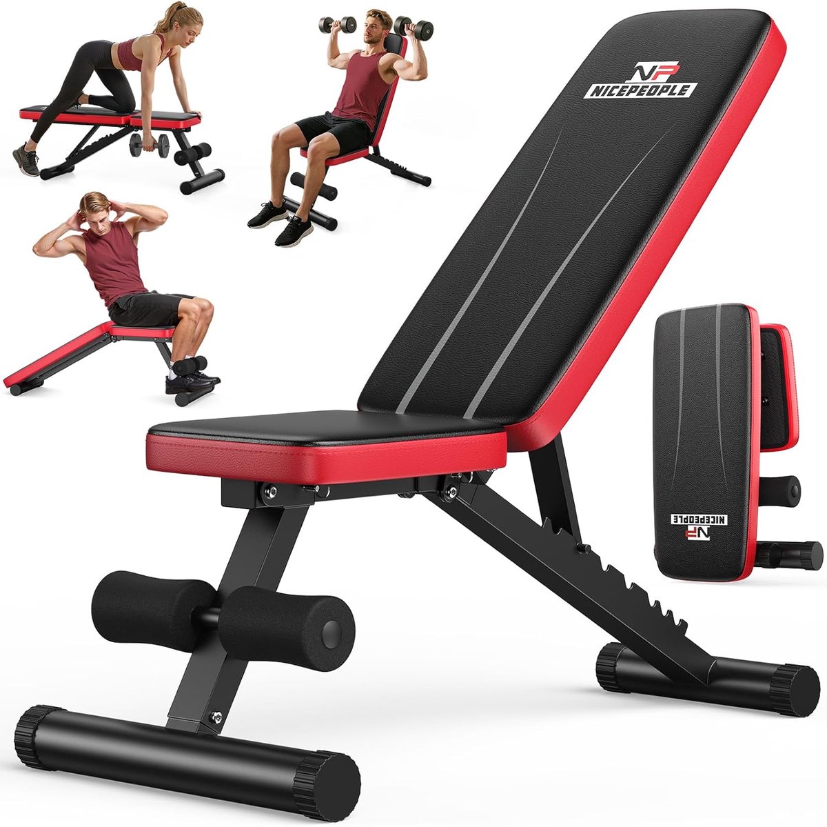 SnelShoppen - Verstelbare Gewichtbank Opvouwbaar voor Thuis en Kantoor - Full-Body Training - Vlakke/Opwaartse/Neerwaartse Standen - 80% Voorgemonteer