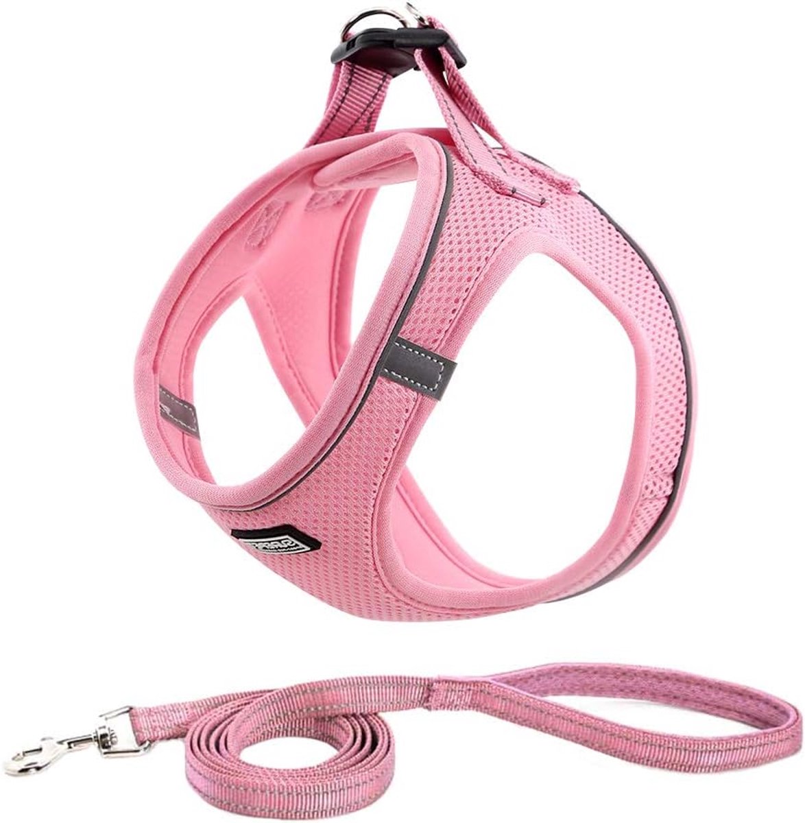SnelShoppen - Hondenharnas Klein Anti-Trekken Reflecterend Comfortabel Ademend Vest voor Puppy's en Kleine Honden Katten (S, Roze)