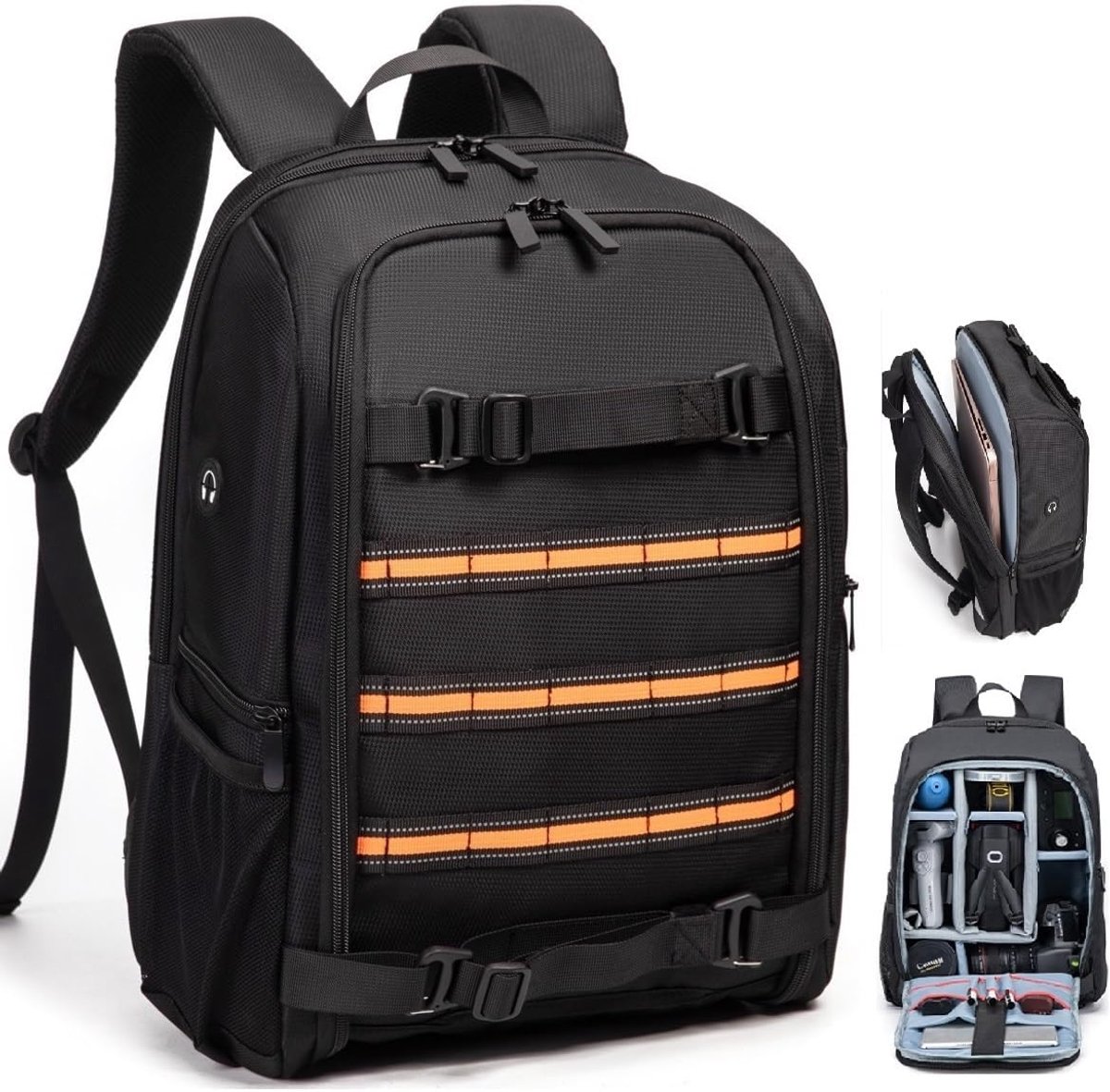 SnelShoppen - Groot formaat 23L Camera Rugzak Fotografie Tas voor DSLR, 15,6" Laptop, Statief - Ideaal voor Avontuurlijke Fotografie, Reizen en Buiten