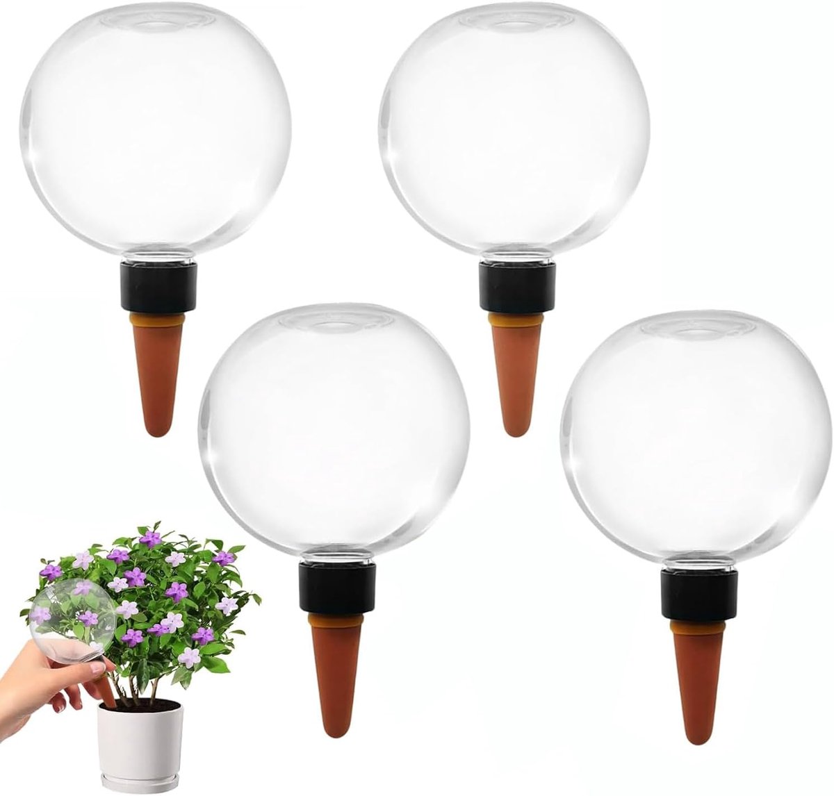 SnelShoppen - 4 Stuks Irrigatieballen voor Planten - Transparant, Zelfbewateringsballen, 500 ml Waterdispenser, Ideaal voor Balkon en Tuinplanten