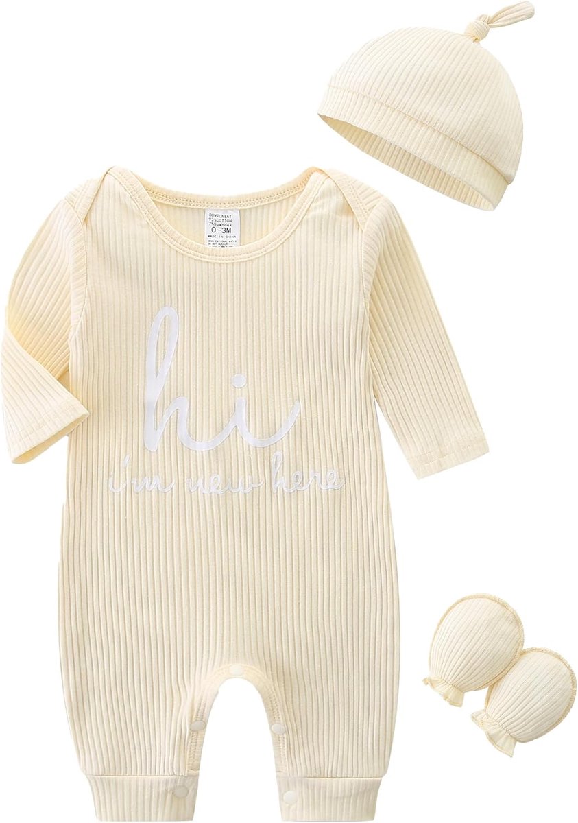 SnelShoppen - Jumpsuit voor Baby's - Katoenen Rompertje voor Meisjes en Jongens 0-3 Maanden - Comfortabele Overall - Babypyjama - Babyromper voor Fees