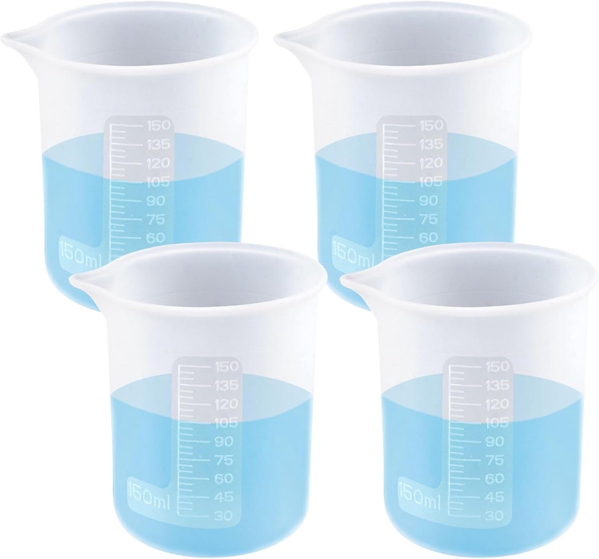 SnelShoppen - 4 stuks Wasmiddel Doseerhulp - 150 ml Siliconen Maatbeker met Maatstaf - Herbruikbaar, Hittebestendig, Voor Waspoeder, Keuken, Knutselwe