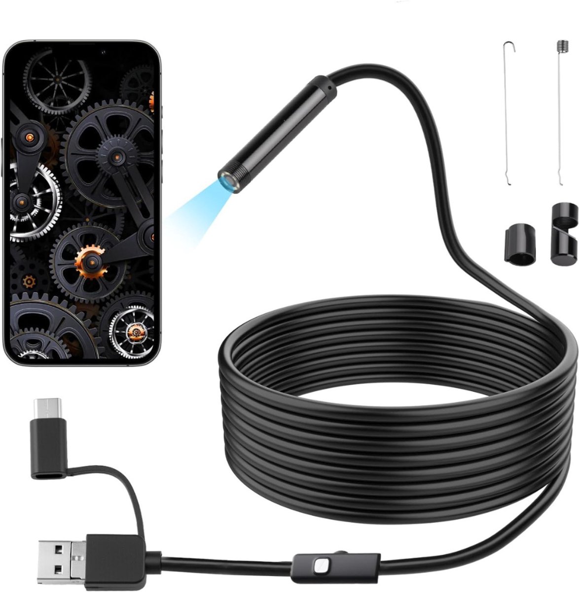 CLGP® USB Endoscoop Android– Draadloze Inspectiecamera HD – Zwart