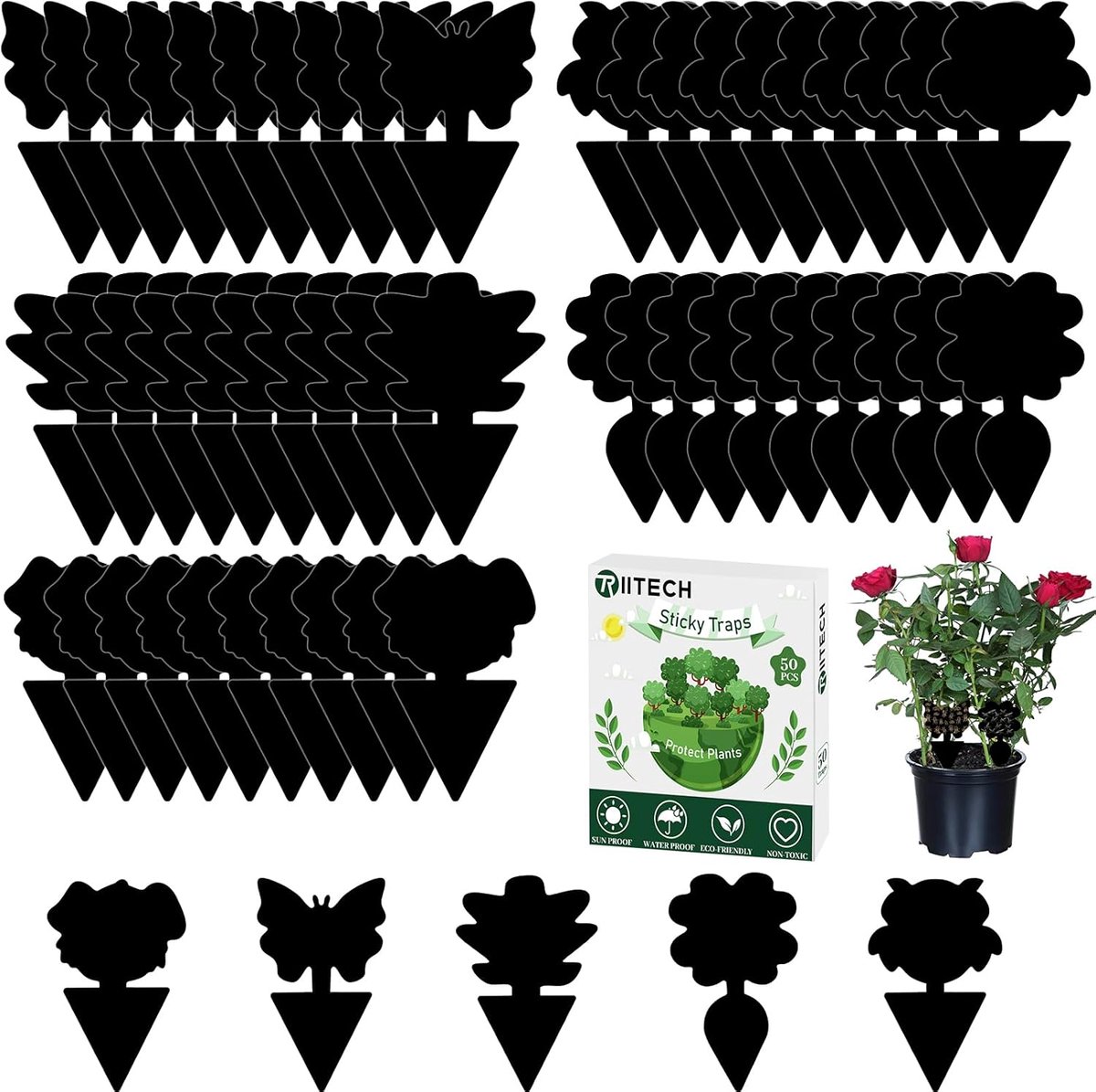 SnelShoppen - 50 Stuks Kleverige Vliegenvallen - Fruitvliegenvallen en Plantenvliegenstickers - Effectieve Insectenvallen voor Binnen en Buiten - Zwar