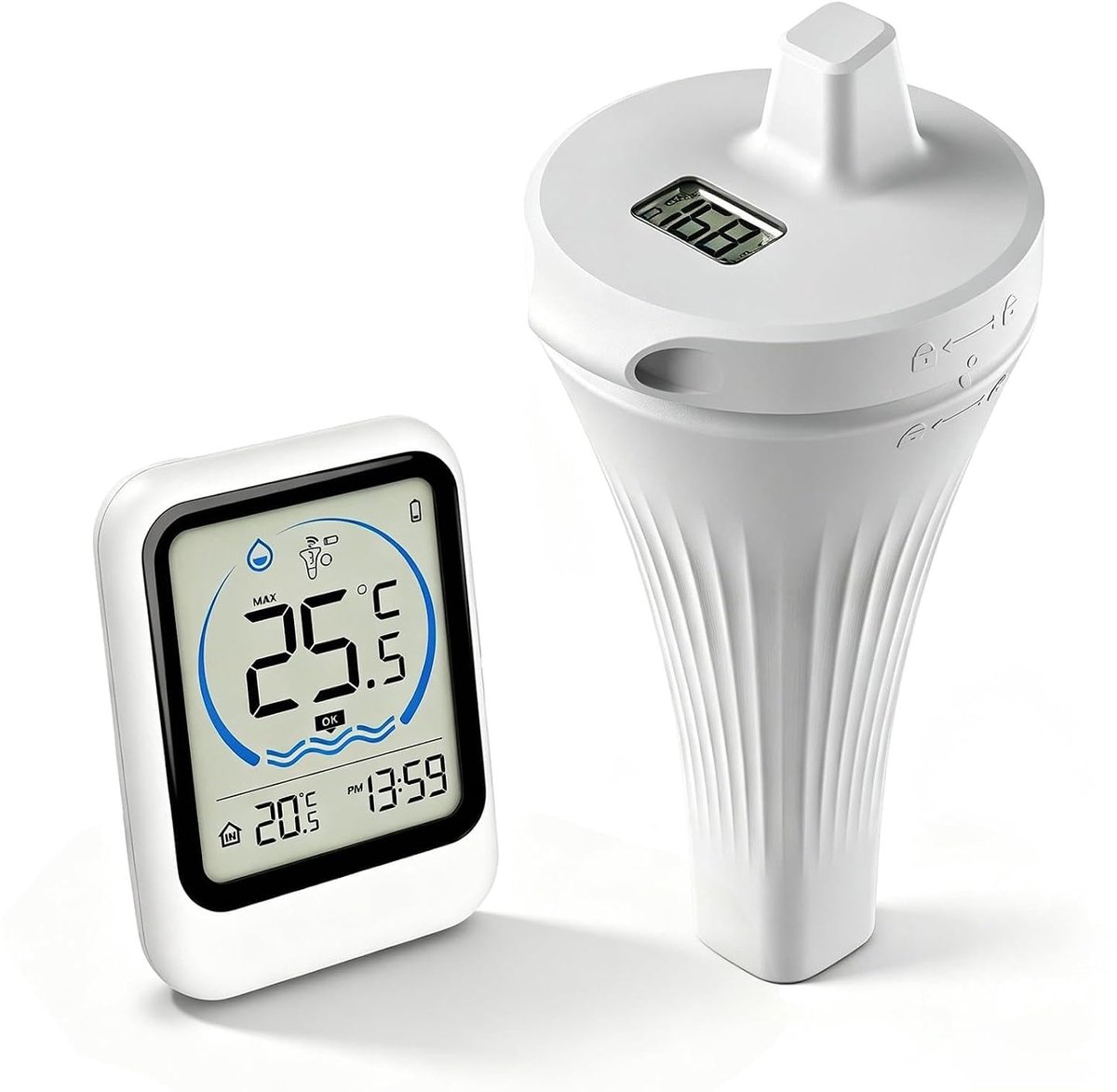 SnelShoppen - Draadloze Zwembadthermometer IP68 Waterdicht LCD-Display Drijvende Digitale Thermometer voor Zwembaden, Badkuipen, Aquariums en Vijvers