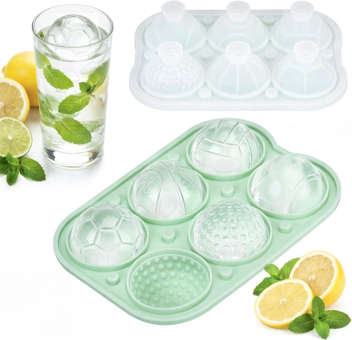 SnelShoppen - Set van 2 Siliconen IJsblokjesvormen met Deksel - 5 cm IJsblokjeshouder voor Whisky, Cocktails, en Sappen - Herbruikbaar, Veilig en eenv