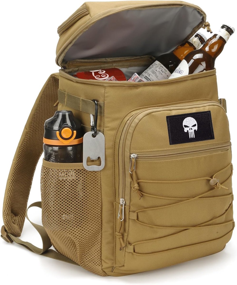 SnelShoppen - Tactical Backpack Cooler 25L - Geïsoleerde, Lekvrije, Waterdichte Rugzak Koeler voor Camping, Strand, Hiking - Grote Capaciteit, Geschik
