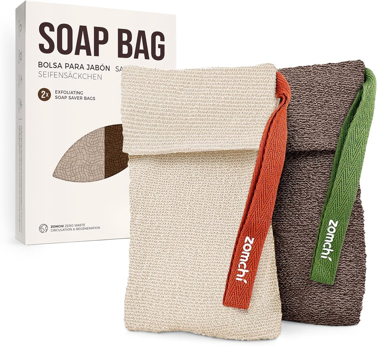 SnelShoppen - 2-Pack ZOMCHI Zeepbeschermer voor Diepe Exfoliatie en Rijke Schuim, Bodyscrubber voor een Zachte Huid, Essentiële Badproducten voor Gym