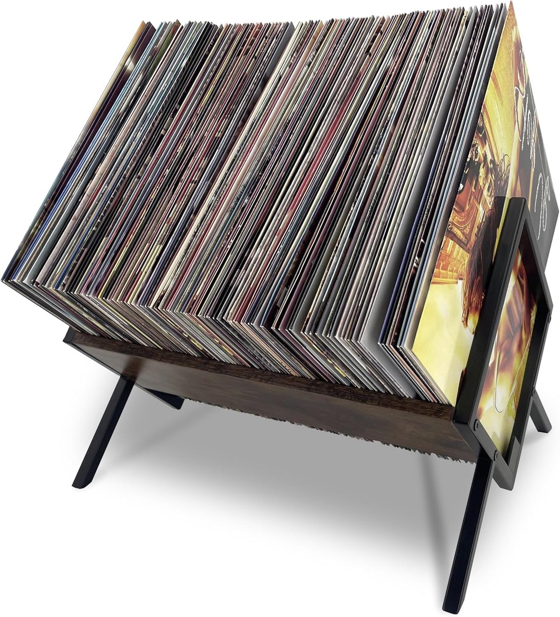 SnelShoppen - Opberghouder voor vinylplaten - 12" 70 albumhouder displaystandaard - Houten opslag voor boeken en platenalbums - Album en LP Storage Or