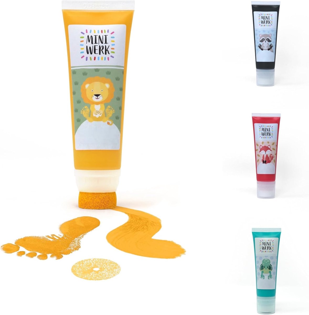 SnelShoppen - Miniwerk Organic Verf Geel met Spons - Natuurlijke Grondstoffen, Veilig voor Kinderen, Vrij van Schadelijke Stoffen, Ideaal voor Baby Vo