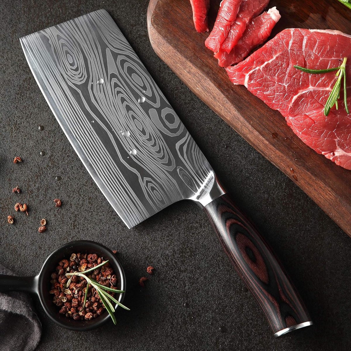 SnelShoppen - 7 Inch Koksmes - Hoogwaardige RVS Keukenmes met Pakkawood Handvat - Perfect voor Thuis en Restaurant - Inclusief Luxe Cadeauverpakking