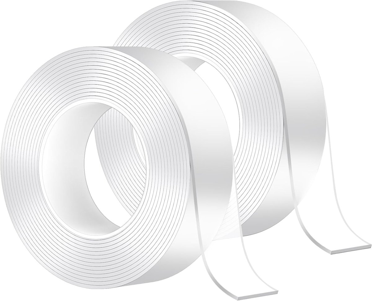 SnelShoppen - 2 Rollen Nano Dubbelzijdige Plakband, 10M/3.3M Multifunctionele Herbruikbare Wasbare Transparante Gel Tape, Wand Plakstrips voor Keuken,