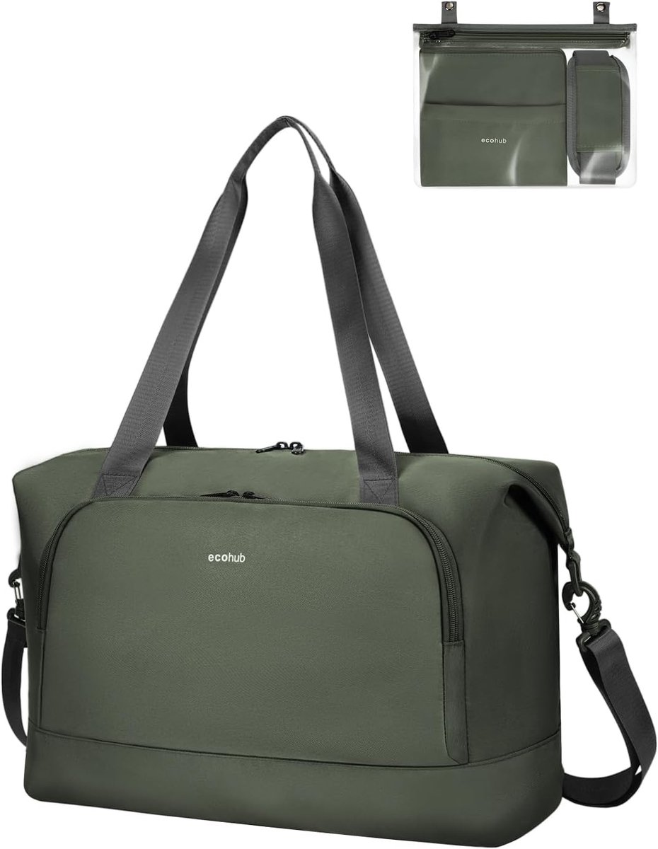 SnelShoppen - ECOHUB Reisbagage Handbagage 45x36x20cm, 30L Vouwbare Weekendtas met Verwijderbare Nat Bag, Waterdichte Cabin Bag, Gerecycled PET Sportt