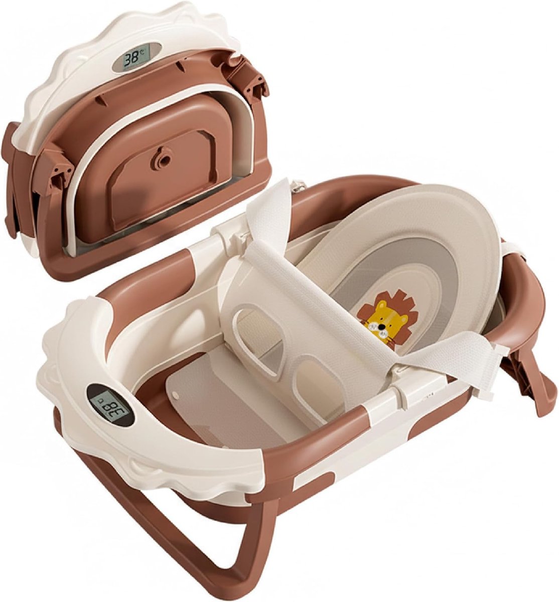 SnelShoppen - Opvouwbaar XXL Babybad met Badkussen en Thermometer, Comfortabele Babybadkuip voor Meisjes en Jongens, Ideaal Kraamcadeau voor Kinderen
