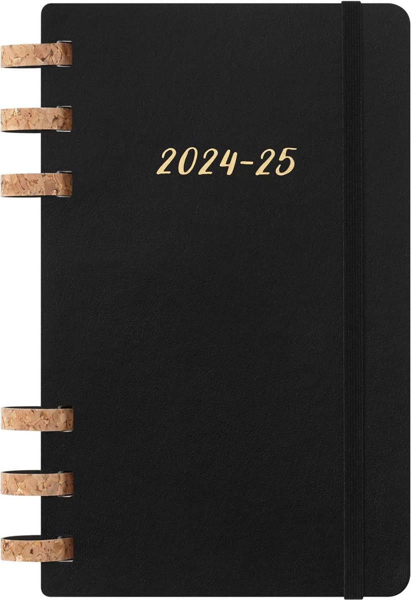 SnelShoppen - Agenda Academica 2025 Large - Spiral Binding - Zwarte Softcover - Perfect voor Studenten en Organisatie