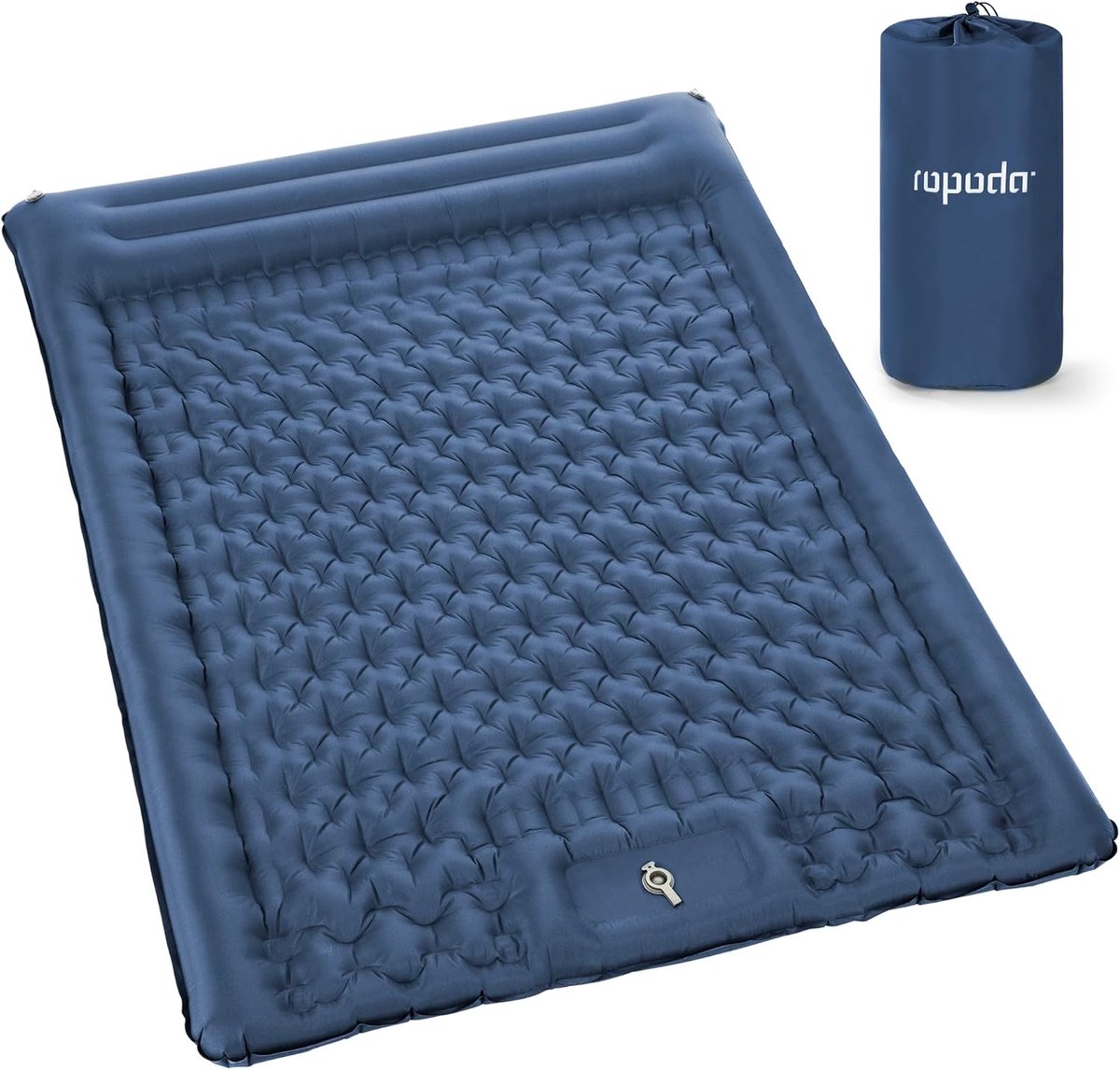 SnelShoppen - Self Inflating Camping Mat Double met Kussen, Ultralight Zelfopblazend Matras met Voetpomp, Waterdichte Campingbed voor Backpacking, Hik