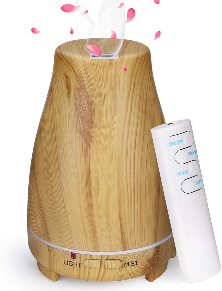 SnelShoppen - Aroma Diffuser 200ml Ultrasonic Nebulizer met Remote Control, Humidifier en 7 Kleurige LED Lamp voor Aromatherapie en Ontspanning