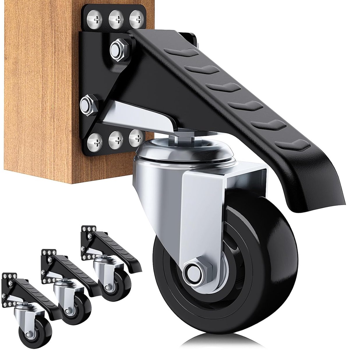 SnelShoppen - Workbench Castors 420 kg - Retractable Heavy Duty Wheels 7.5 cm - Zijmontage Stalen Constructie Urethane Tafelwielen - 4 Stuks