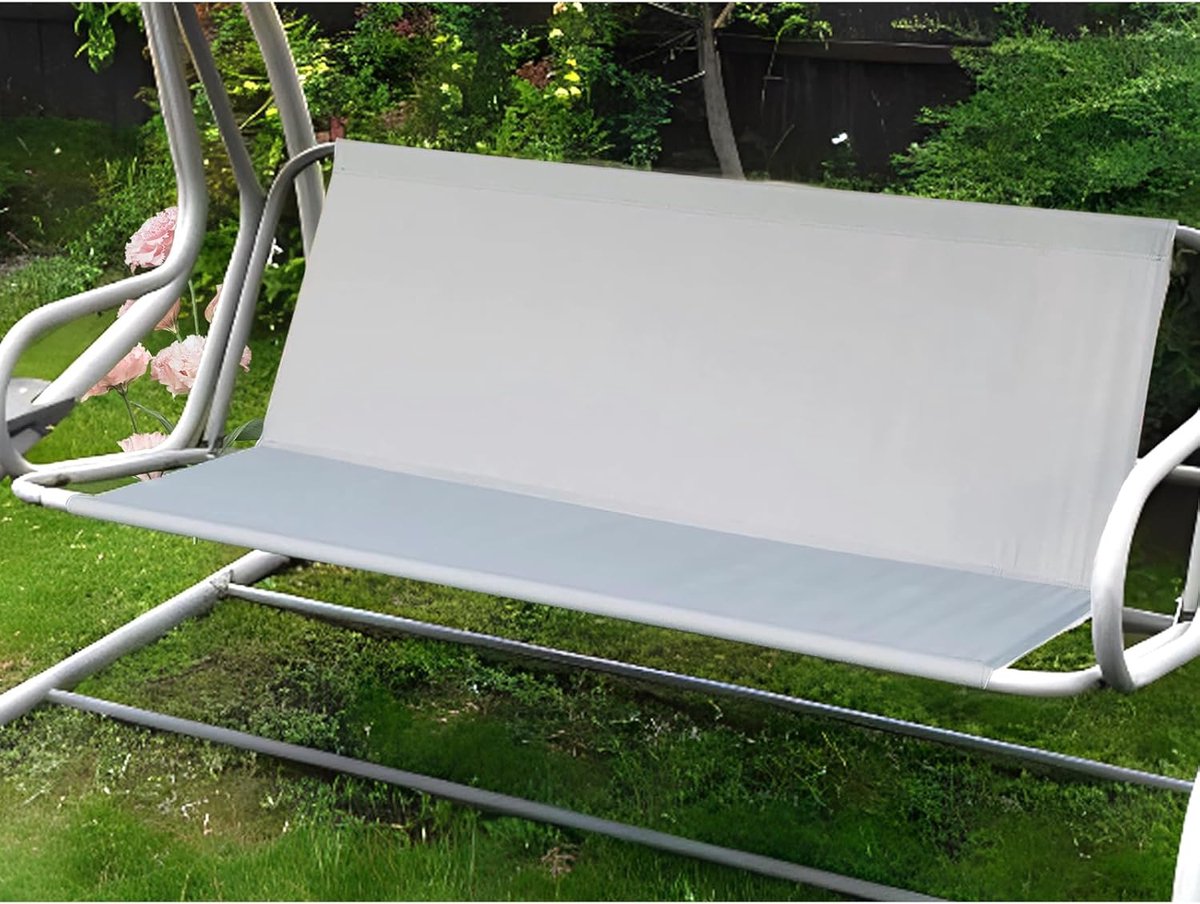 SnelShoppen - Tuinschommel Vervangende Hoes, Waterdichte Tuinswing Stoelhoes, 600D Oxford Stof, 148 x 52 x 52 cm, Grijs, Duurzaam en Weerbestendig