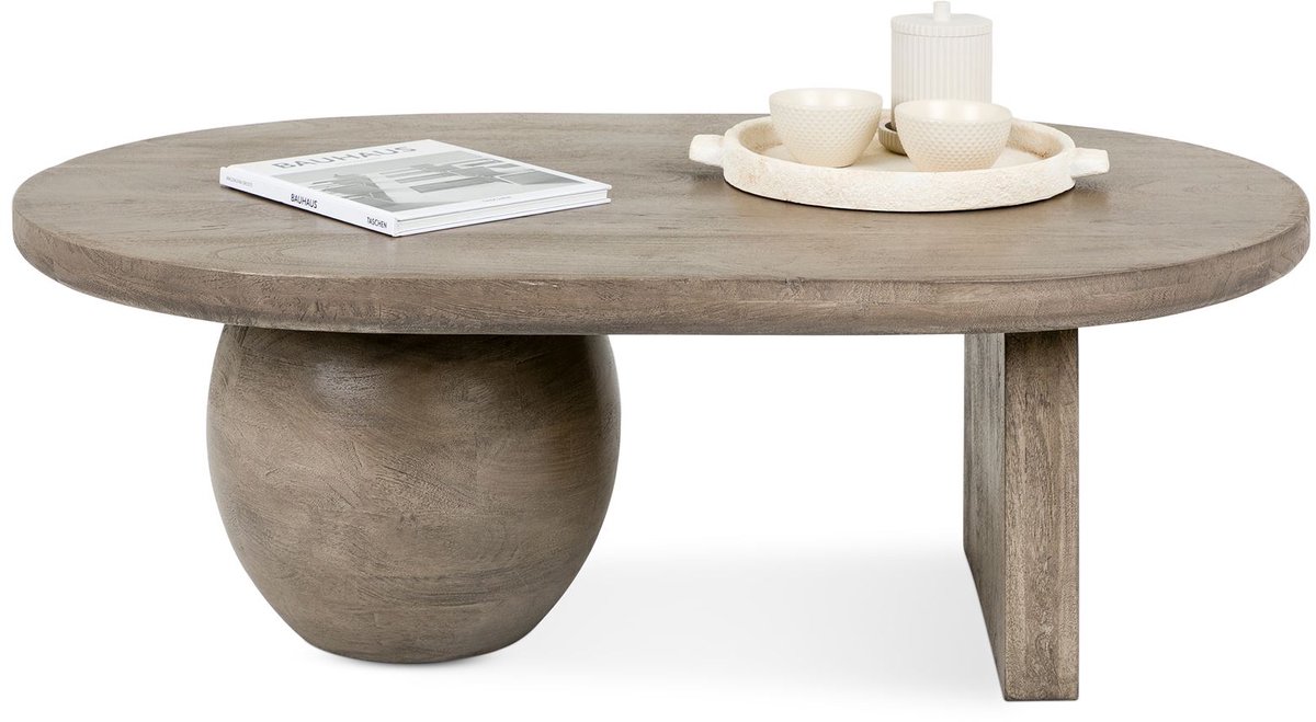 Salontafel PERLA van massief mangohout – grijs