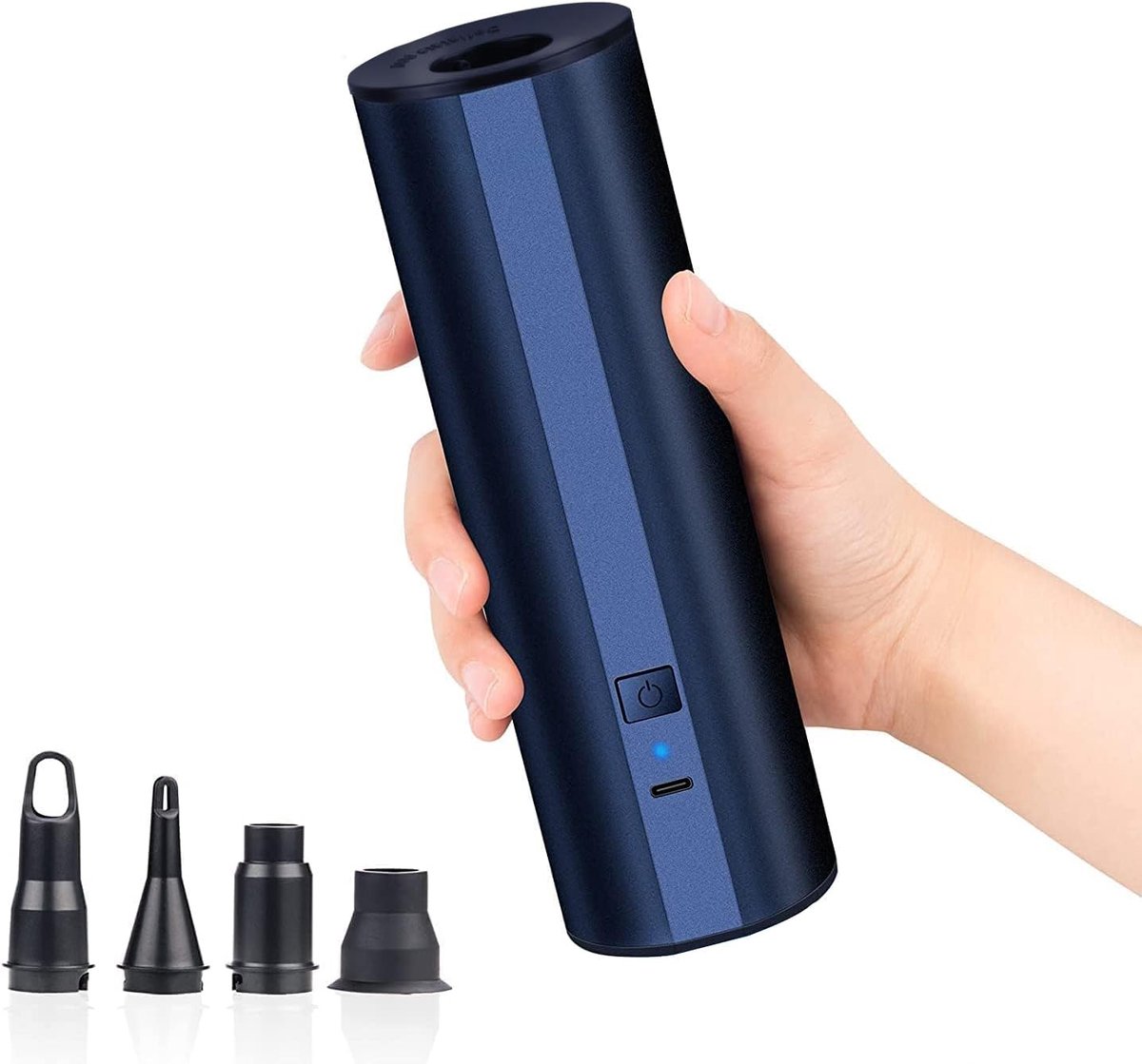 SnelShoppen - Draadloze elektrische luchtpomp 2000mAh voor zwembad, luchtmatras, opblaasbare boot, snel vullen met 4 sproeiers, ideaal voor camping en