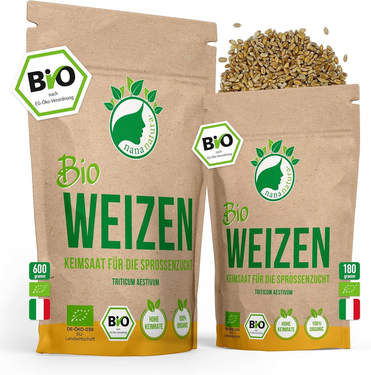 SnelShoppen - Biologische Tarwe Spruitenzaden 600g | Germinative Zaden voor Microgreens in de Tuin | Gezonde Kweekset voor Thuis
