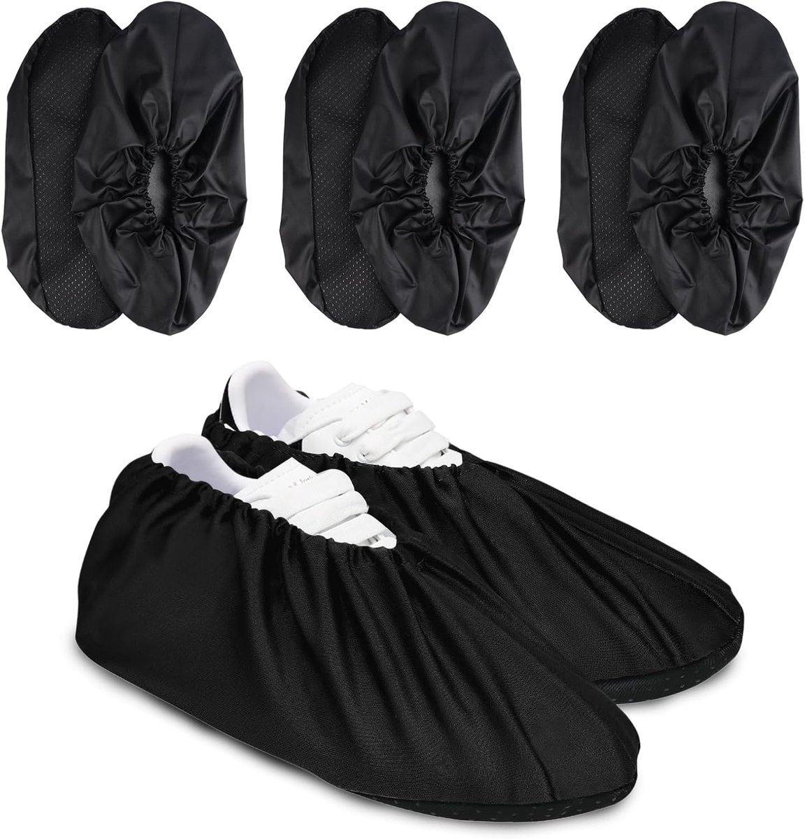 SnelShoppen - 4 Paar Schoenhoezen, Herbruikbare Waterdichte Overschoenen, Antislip en Ademend, Zwart, Perfect voor Vloer- en Tapijtbescherming