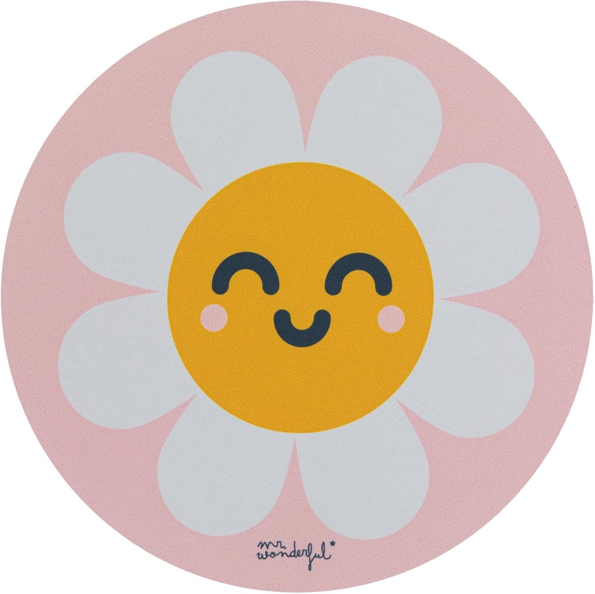SnelShoppen - Rond Roze Daisy Muismat voor Kinderen - Extra Fijn Vezel, Antislip, Perfect voor Meisjes en Vrouwen, Origineel Cadeau voor Thuis en Scho