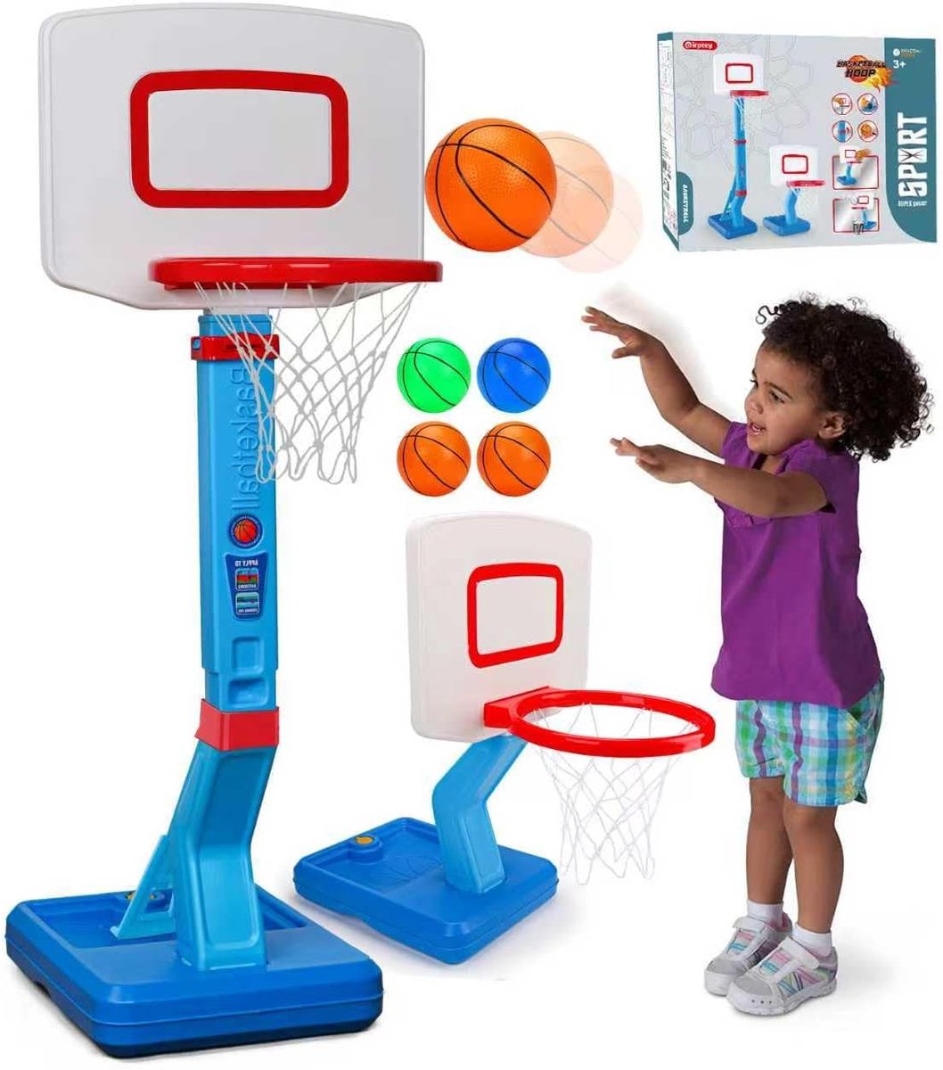 SnelShoppen - Basketball Hoop en Stand voor Kinderen, Verstelbaar, Buiten Binnen, Inclusief 4 Mini Basketballen, Waterpool Speelgoed, Cadeau voor Kids