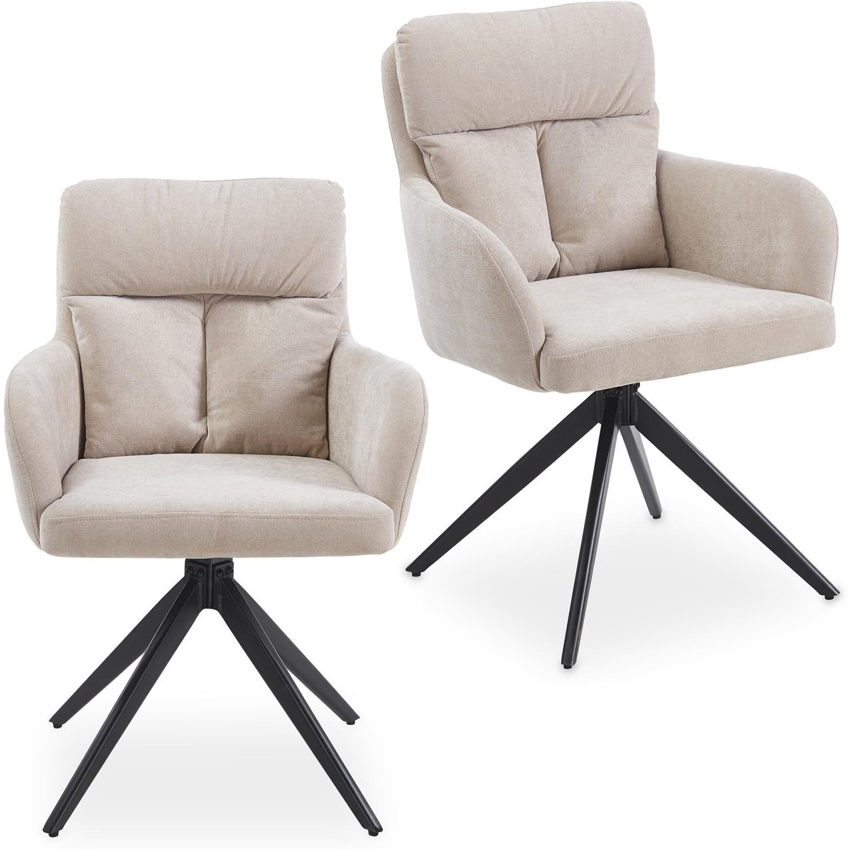 Eetkamerstoelen ELARA, set van 2, 360° draaibaar – beige