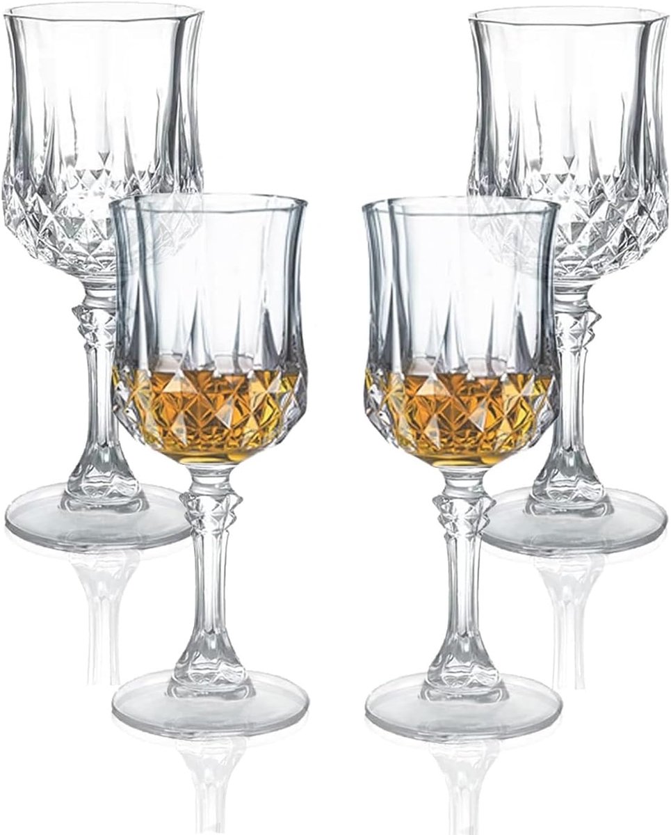 SnelShoppen - Pack van 4 Plastic Wijnglazen 220 ml - Kristalheldere Herbruikbare Camping Wijnglazen voor Feesten, Bruiloften, Tuin en Gezinsvieringen