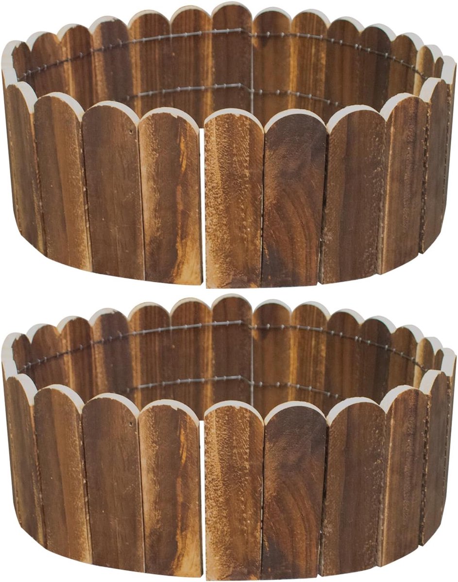 SnelShoppen - Flexibele Houten Tuinrand 120x15 cm - Mini Tuinhekje - Duurzaam Tuin Decoratie - Natuurlijke Houtconstructie voor Tuin en Landschap