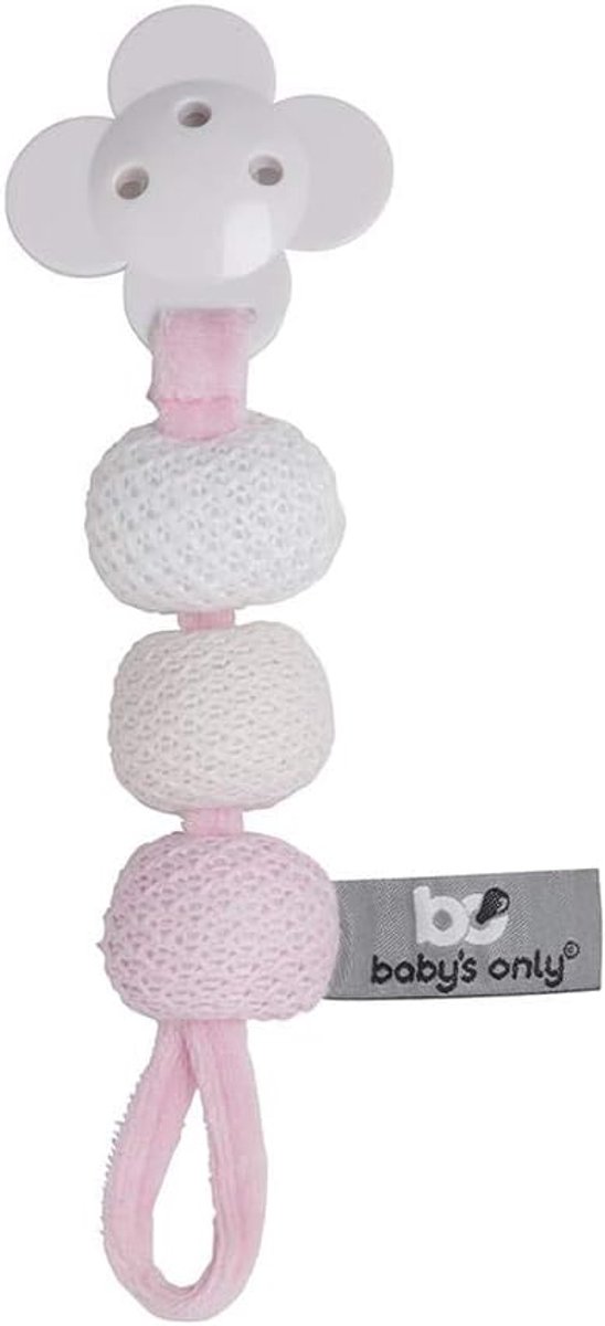 SnelShoppen - Gebreide Fopspeenkoord - Fopspeenketting - Klassiek Roze/Baby Roze/Wit - Baby Cadeau - Veilig en Speels