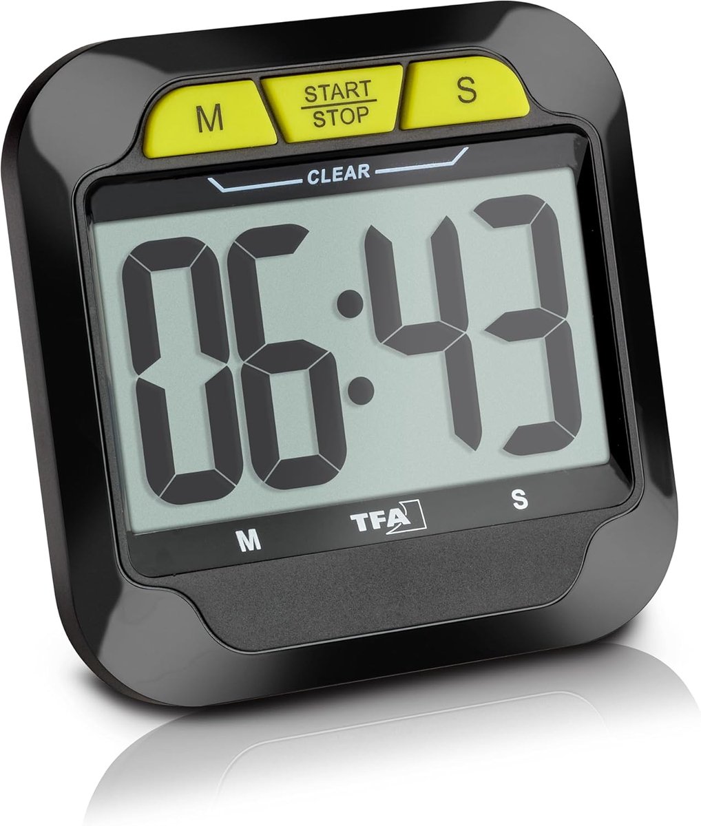 SnelShoppen - Digitale Timer met Stopwatch, Alarm, Magnetisch, Hangen, Grote Cijfers, Zwart, Ideaal voor Keuken, Sport, Studeren, Examens
