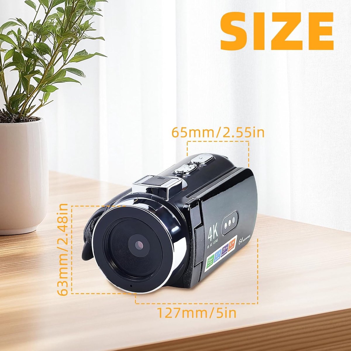 SnelShoppen - Video Camera 4K 30 fps 64 MP Camcorder met WiFi, 28x Digitale Zoom, IR Nachtzicht, 270 Graden Rotatie, Vlogging Camera voor YouTube thumbnail 4