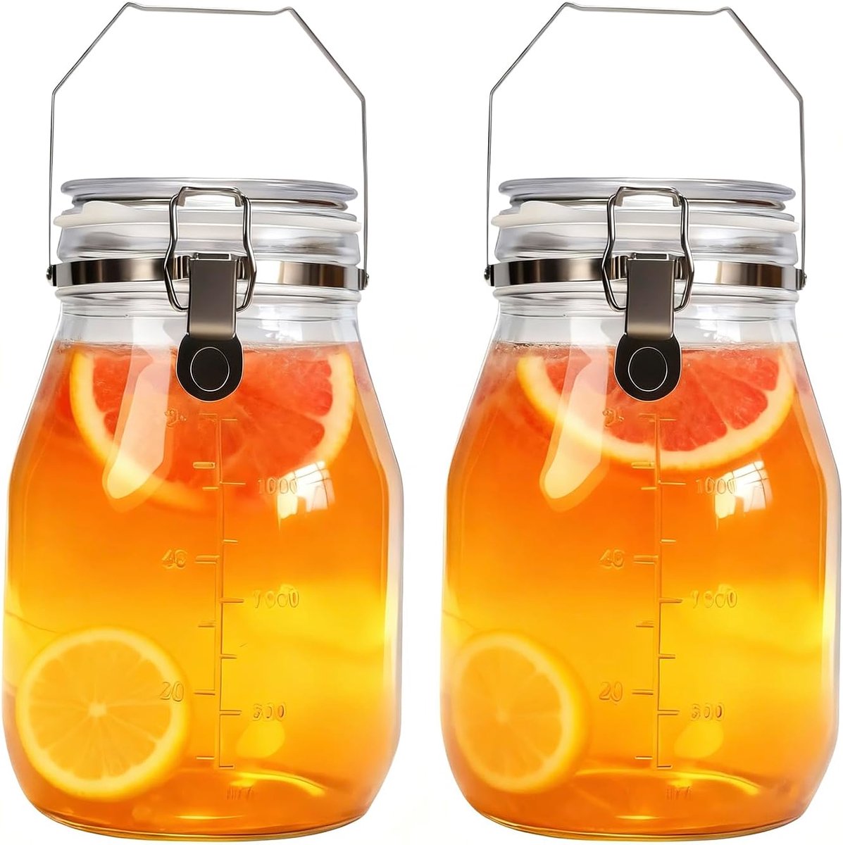 SnelShoppen - Glazen bewaardoos met kliksluiting - 2 stuks, 2000 ml - Sluitbare glasopslag - Keuken, Tuin, Camping, Bewaren, Organiseren