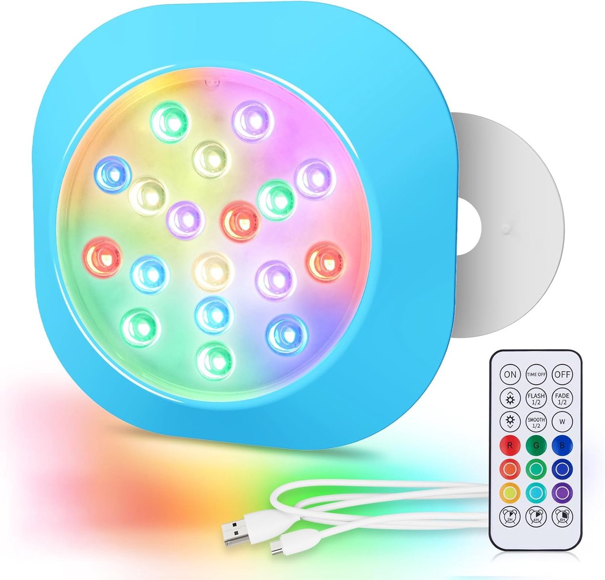 SnelShoppen - Oplaadbare RGBW zwembadverlichting IP68 waterdicht ledlicht met afstandsbediening, 14 cm magnetische led-spots voor afneembare zwembaden