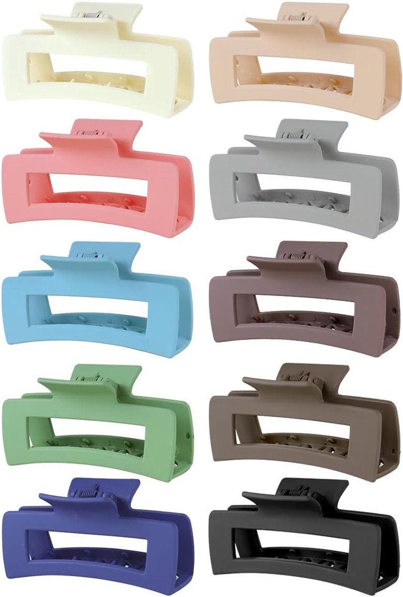 SnelShoppen - Grote haarclip set voor dames, antislip haarklemmen in kleurrijke varianten, 10 stuks klauwclips voor dik en dun haar, haaraccessoires v