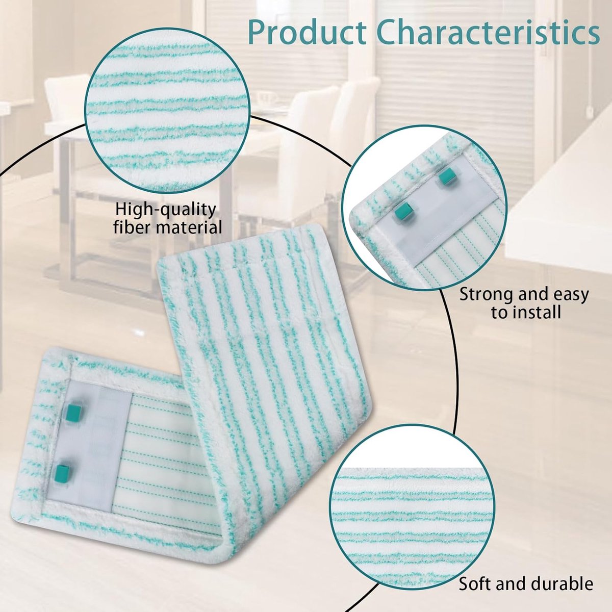 SnelShoppen - 3 Stuks Reservemop voor Profi XL Cotton Plus - Microvezel Dweil Vervanging voor Alle Handgrepen - Ideaal voor Vloerreiniging in Keuken,