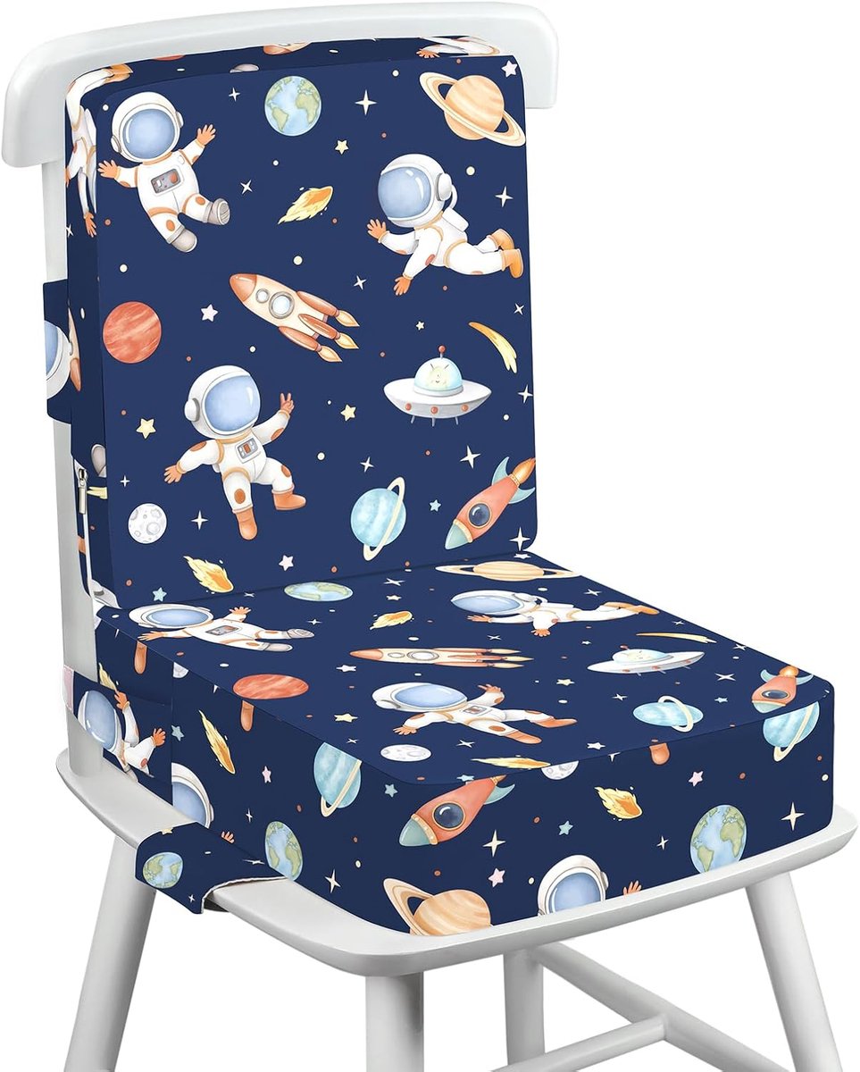 SnelShoppen - Zitverhoger Stoel Kind Zitkussen Kinderzitverhoging 36 x 32 x 10 cm - Astronaut - Comfortabel en Veilig Voor Thuis, School en Uitjes