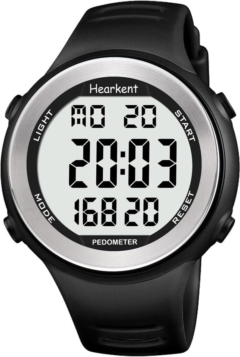 Thijox - Waterdicht Stappenteller-Horloge voor Senioren zonder Bluetooth - Grote LCD-Cijfers - Stappen- en Calorieënteller - Eenvoudig in Gebruik - Pe