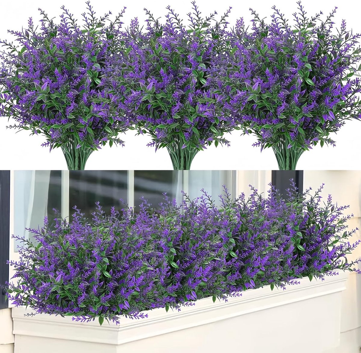 SnelShoppen - Kunstmatige Balkonplanten 12 Stuks - Plastic Bloemen voor Buiten en Binnen - Kunstlavendel Decoratie voor Tuin, Balkon en Balkonbak - Id